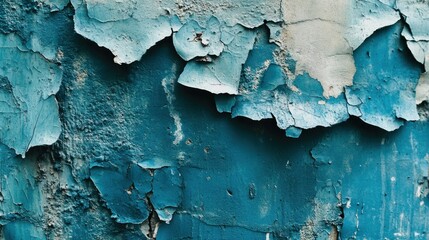 Obraz premium Peeling Blue Paint on Weathered Wall