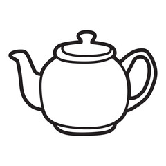 teapot black and white vector facing left