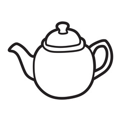 teapot large lid black and white vector facing left