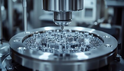 Microchip manufacturing closeup, automated machinery placing nanocomponents with absolute precision, hightech cleanroom, cinematic shadows, hyperdetailed, ultrasharp, 8K HDR