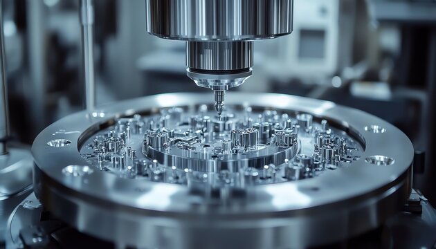 Microchip manufacturing closeup, automated machinery placing nanocomponents with absolute precision, hightech cleanroom, cinematic shadows, hyperdetailed, ultrasharp, 8K HDR