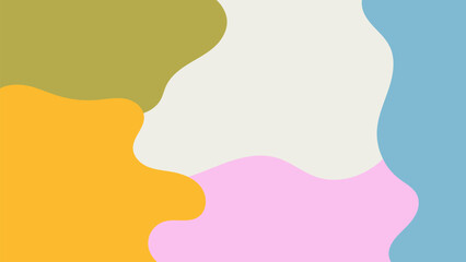 Simple abstract colorful background with hand drawn liquid shapes. Fun childish doodle backdrop. Minimalist horizontal cover design template with copy space