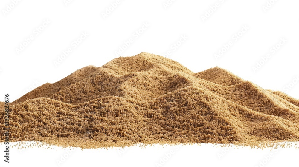Aufkleber isolated desert sand pile dune on white background with clipping path from side view