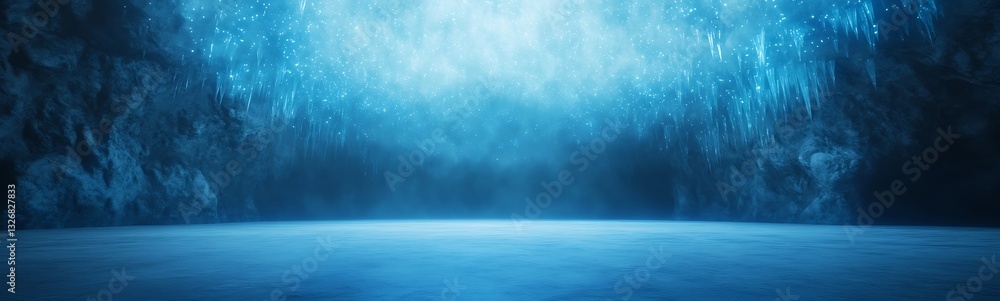 Leinwandbilder mysterious blue light illuminating a serene, empty space, creating an ethereal atmosphere.