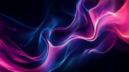 Abstract neon light waves in dynamic swirling patterns