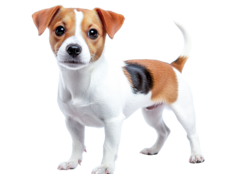 cute jack russell terrier puppy on transparent background