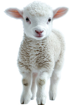 adorable lamb - fluffy white sheepling on white background