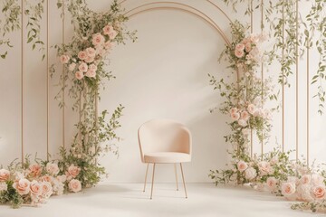 Elegant chair - festive decor in a modern floral style for wedding ceremony
