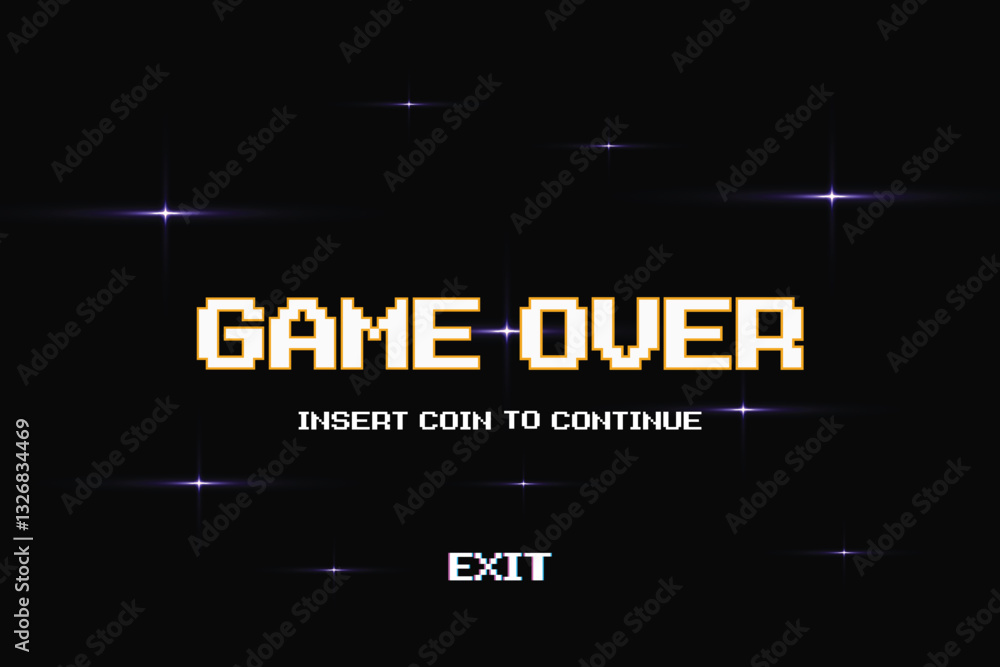 Fototapete game over. insert a coin to continue or exiting the game's main menu. modern trendy game background 