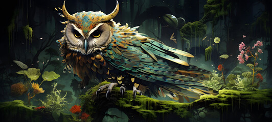 Mystical animals Legendary animals from Japan live in the forest , ai generative