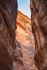 Petra Siq, canyon di accesso all'antica città di Petra. Giordania