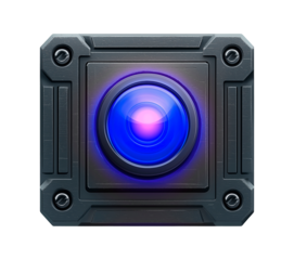 Futuristic alert blue control switch with bold design