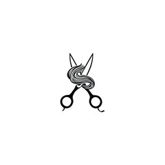 hair saloon logo ,Stylized Scissors Logo: Minimalist Black Silhouette for Creative Branding