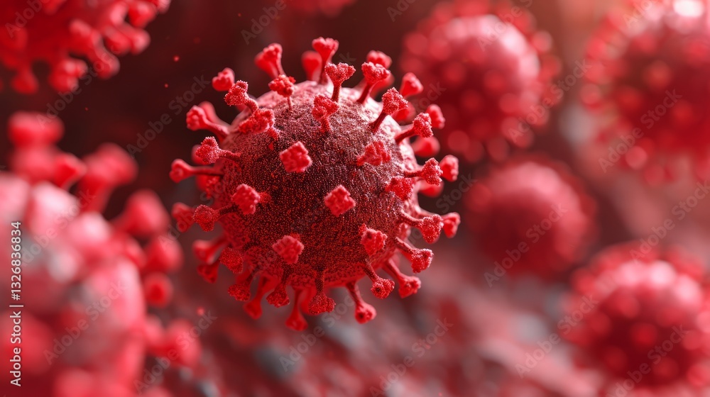 Poster microscopic view of crimean congo hemorrhagic fever virus under laboratory microscope conditions wit