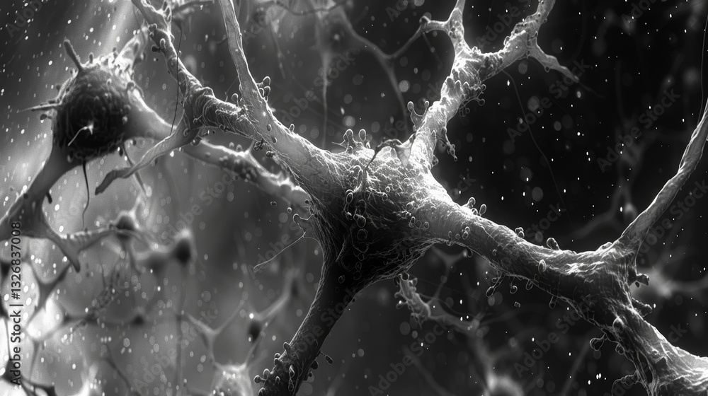 Poster microscopic view of cytoskeletal integrity ensuring cell structure and function with clean lines