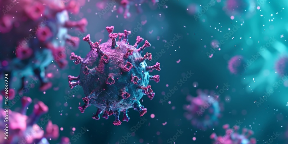 Aufkleber microscopic view of floating virus cells in a corona theme background