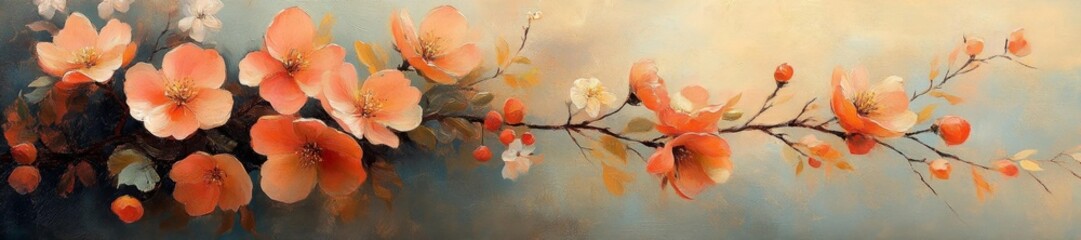 Vibrant Orange Blossoms on a Warm Textured Canvas. Generative AI