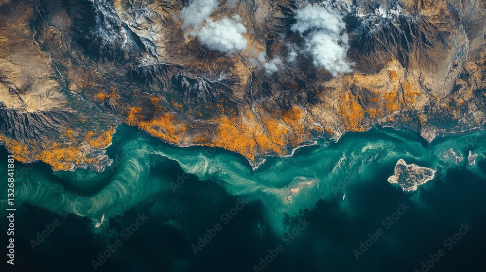 Poster high-resolution satellite telemetry reveals intricate coastal features and vegetation changes along 