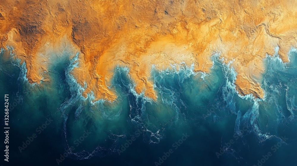 Poster this visualization showcases the dynamic border where ocean meets land, highlighting varying texture