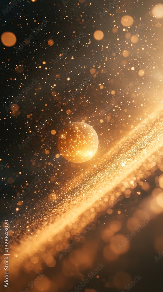 Poster elegant space-themed background featuring a blur of light creating a glowing effect against a beauti