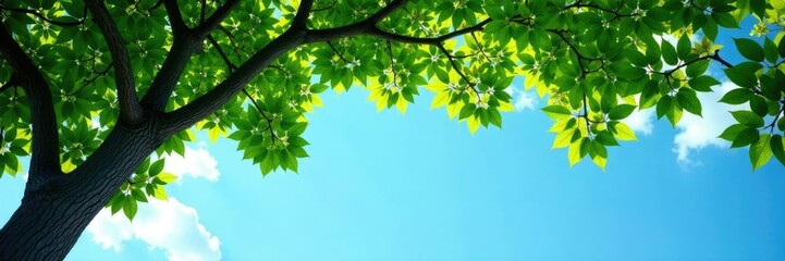 Obraz premium isolated tree branches stretching towards sky, trees, green, texture