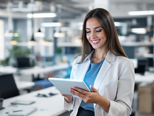 Payroll Processing Concept: A Businesswoman Reviewing Digital Payroll Data on a Tablet