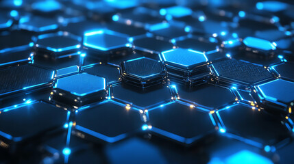 Fototapeta premium Futuristic hexagon pattern with glowing edges.