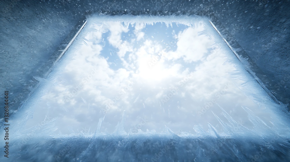 Aufkleber a bright sky emerges through a water-filled frame, creating a surreal atmosphere.