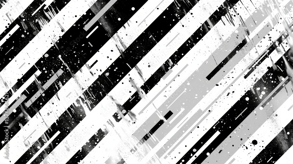 Poster minimalistic black and white background with bicolor pattern and clean lines