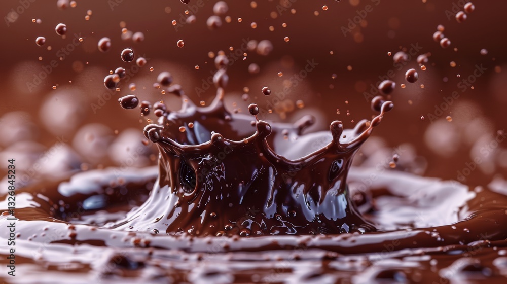 Poster minimalistic chocolate splash with perfect focus and clean lines in high resolution