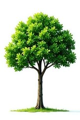 Fototapeta premium Simple isolated tree against white background, foliage, leafy