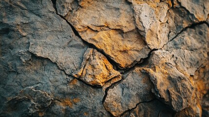 Close-up of weathered rock surface with cracks showing natural texture