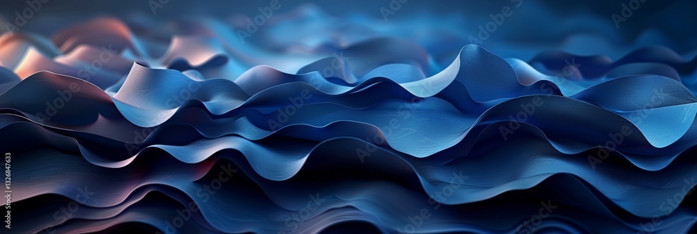 Aufkleber minimalistic elegant dark blue wavy abstract background with clean lines and geometric patterns