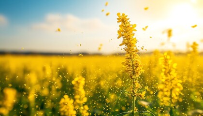 Sunny yellow flower field in bloom