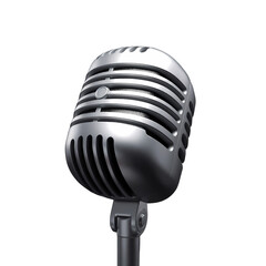 3D retro microphone Music Icon with transparant background. Sound and Audio