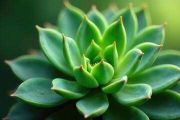 Obraz premium solo green succulent with thick long green leaves, botanicals, leafy greens, green plant