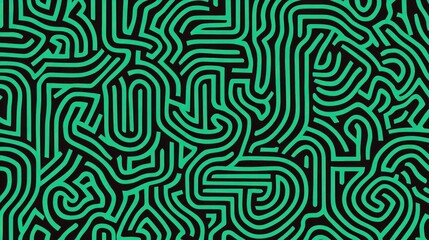 Obraz premium Intricate Green Line Pattern on Black Background