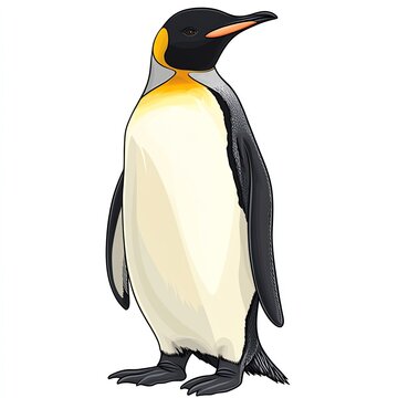 Majestic King Penguin A Detailed Illustration of this Antarctic Icon, Standing Proud Against a White Background
