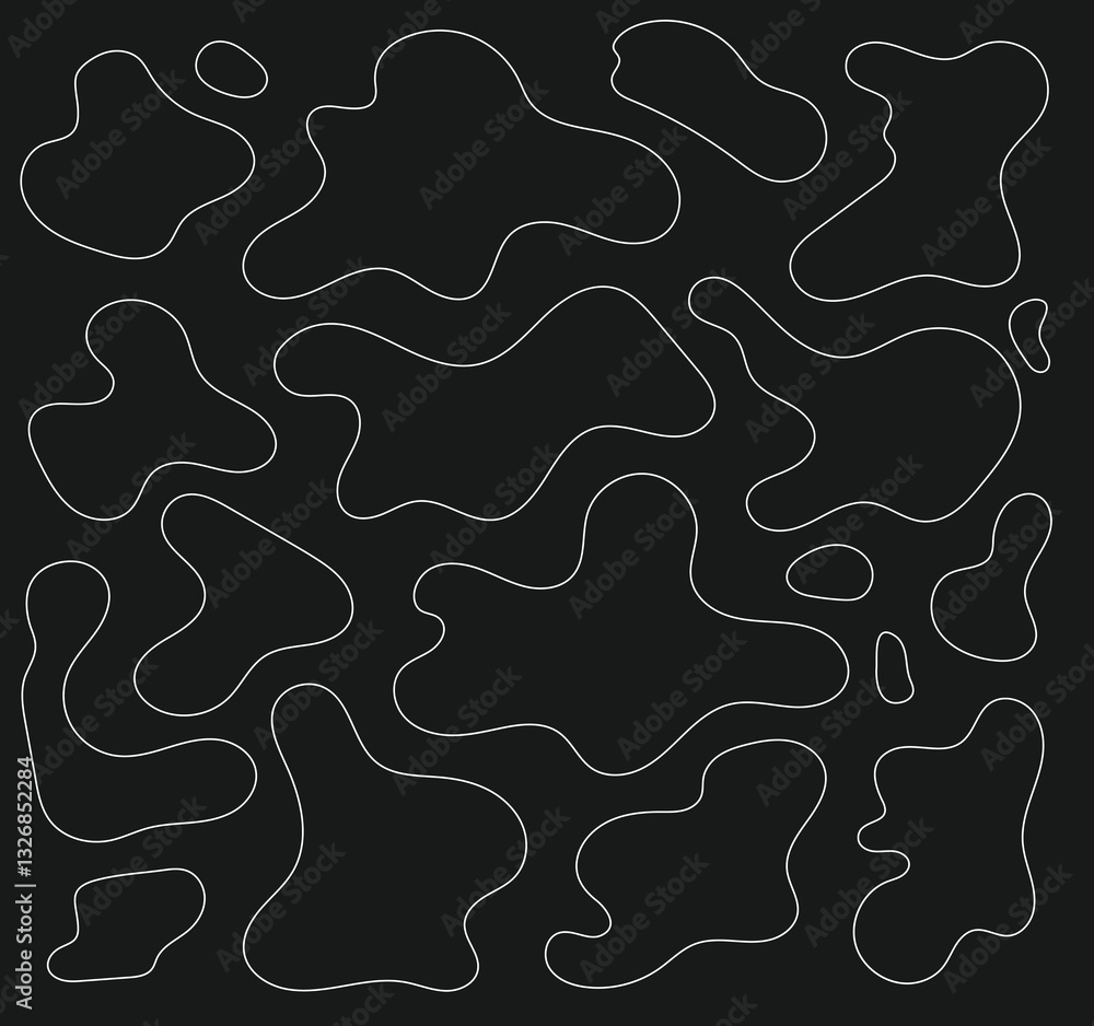 Poster set of abstract outline black liquid blob shape design