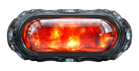 Unique glossy red and gold web banner with shiny buttons and detailed frame design