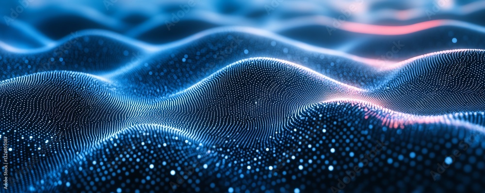 Poster blue digital abstract technology background with circle dots, symbolizing the integration of blockch