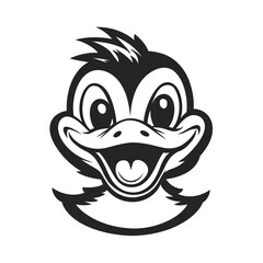 Obraz premium A Cheerful Duckling Portrait,Smiling Brightly Against a White Background. A Joyful, Cartoonish Illustration.