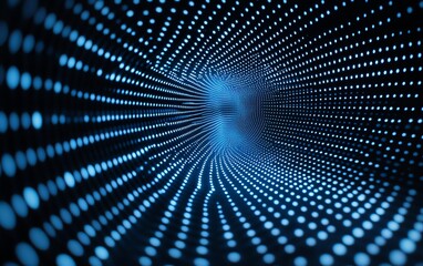 Futuristic abstract technology background with blue circle dots, representing the digital network, blockchain technology, and big data innovation