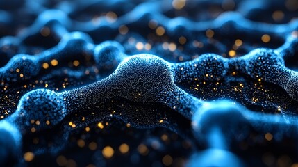 Abstract Blue and Gold Particle Structure