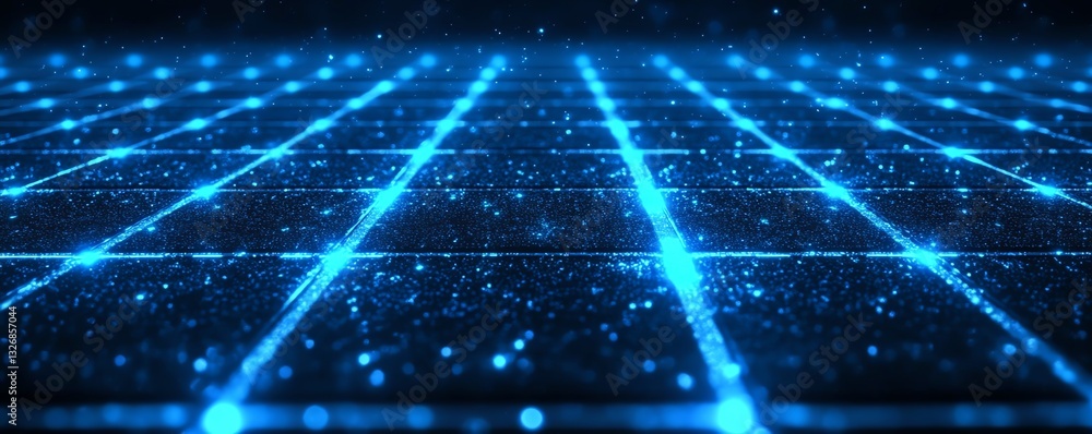 Poster hightech blue pixel grid with a uniform pattern of bright and dark squares, delivering a sophisticat