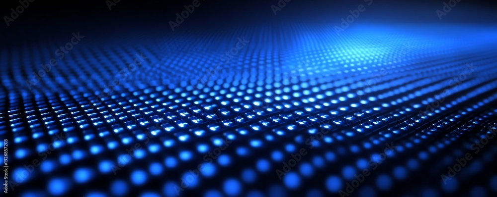 Poster hightech blue pixel grid with a uniform pattern of bright and dark squares, delivering a sophisticat