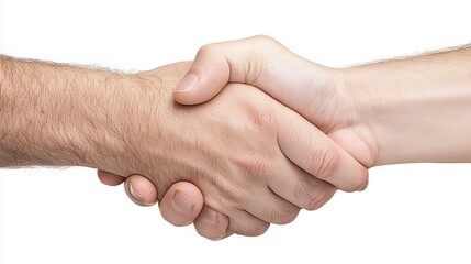 Two Hands Shaking in Agreement Against a White Background