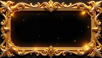 Intricate golden frame with dragon motifs, fantasy elegance