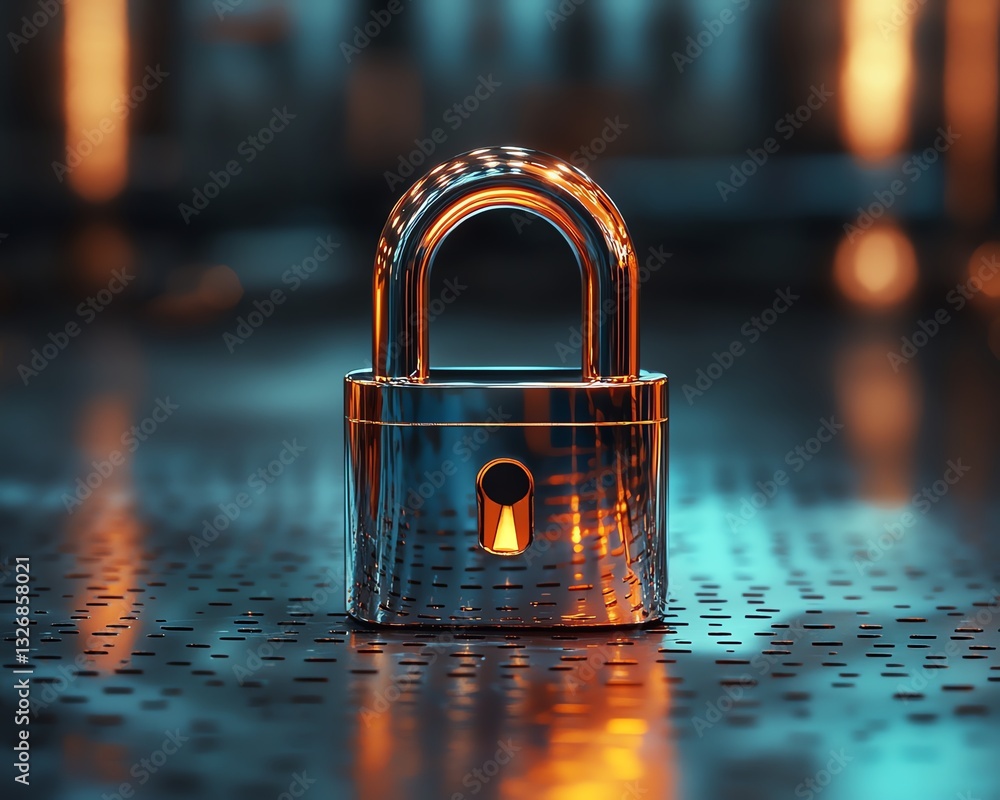 Aufkleber metallic padlock displayed on a digital surface, symbolizing the secure protection of healthcare dat