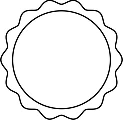 Circular lace stamp outline isolated.
Round label blank template.
Circular frame.
Transparent background.